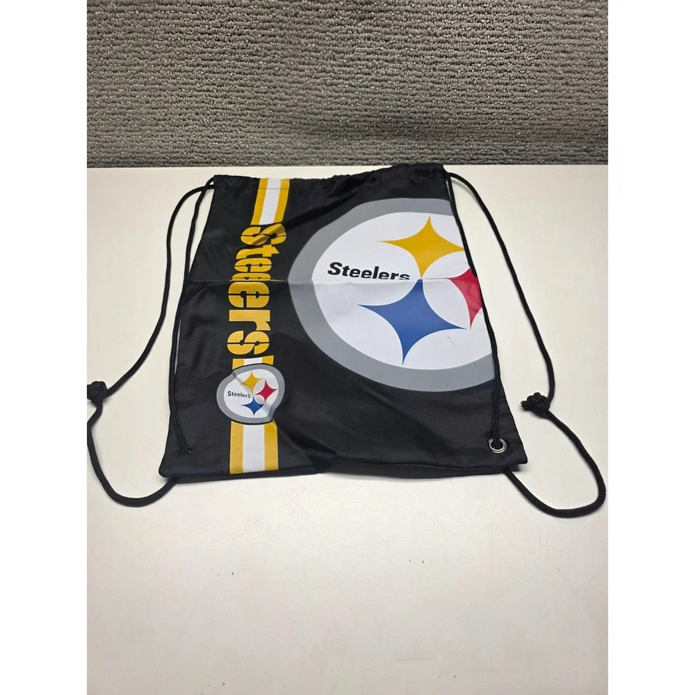 Pittsburgh Steelers Drawstring Cinch Bag Forever Collectibles Black NFL Gym Sack